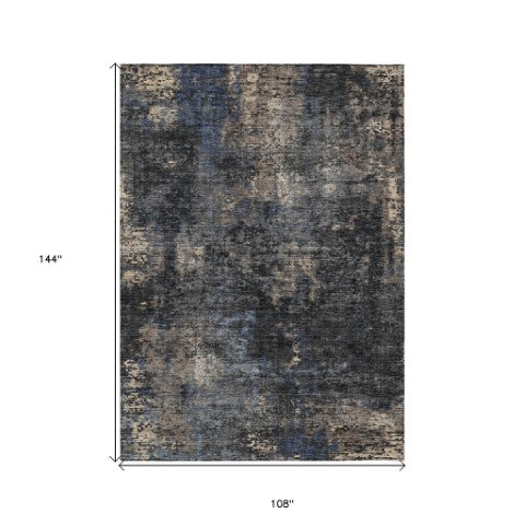 Homeroots 3' Charcoal Gray And Silver Abstract Washable Area Rug - Perfect For Indoor And Outdoor Spaces! 9' X 12' Polyester 587894