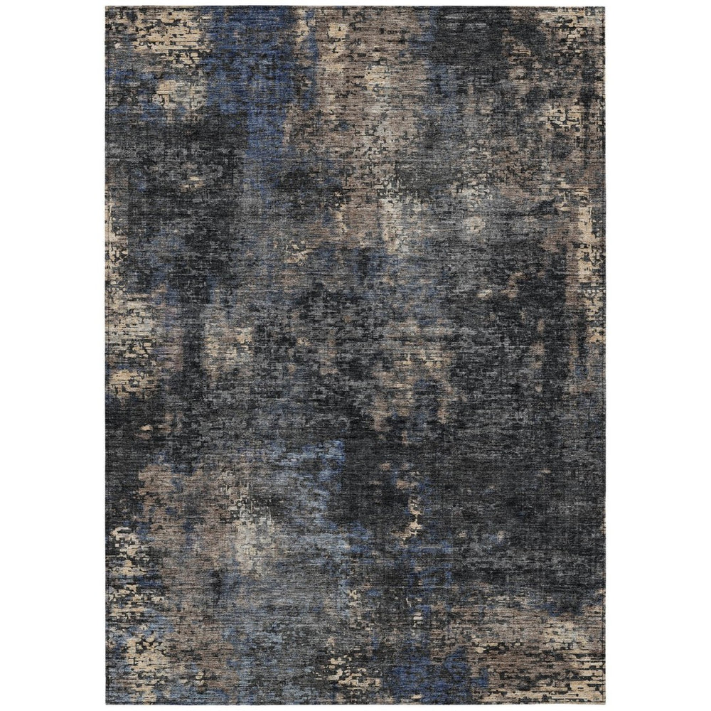 HomeRoots 9' Charcoal Gray and Silver Abstract Washable Area Rug for Indoor and Outdoor Durability and Style 9' X 12' 587894