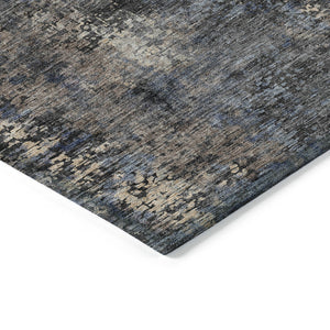 Homeroots 3' Charcoal Gray And Silver Abstract Washable Area Rug - Perfect For Indoor And Outdoor Spaces! 9' X 12' Polyester 587894
