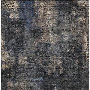 Homeroots 3' Charcoal Gray And Silver Abstract Washable Area Rug - Perfect For Indoor And Outdoor Spaces! 9' X 12' Polyester 587894