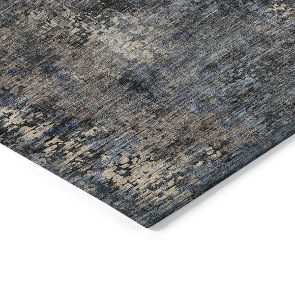 Homeroots 3' Charcoal Gray And Silver Abstract Washable Area Rug - Perfect For Indoor And Outdoor Spaces! 10' X 14' Polyester 587895
