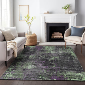 Homeroots 3' Charcoal Gray And Silver Abstract Washable Area Rug - Perfect For Indoor And Outdoor Spaces! 3' X 5' Polyester 587896