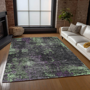 Homeroots 3' Charcoal Gray And Silver Abstract Washable Area Rug - Perfect For Indoor And Outdoor Spaces! 3' X 5' Polyester 587896