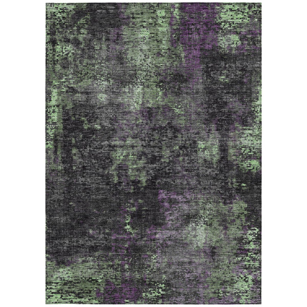 Homeroots 3' Charcoal Gray And Silver Abstract Washable Area Rug - Perfect For Indoor And Outdoor Spaces! 5' X 8' Polyester 587897
