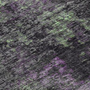 Homeroots 3' Charcoal Gray And Silver Abstract Washable Area Rug - Perfect For Indoor And Outdoor Spaces! 8' Round Polyester 587898