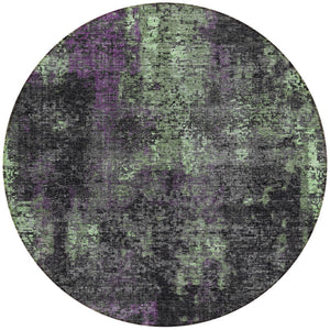 Homeroots 3' Charcoal Gray And Silver Abstract Washable Area Rug - Perfect For Indoor And Outdoor Spaces! 8' Round Polyester 587898