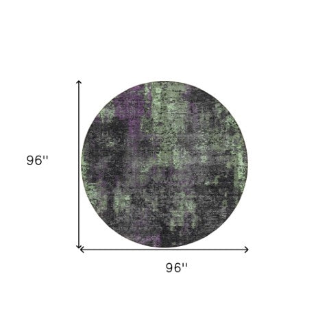 Homeroots 3' Charcoal Gray And Silver Abstract Washable Area Rug - Perfect For Indoor And Outdoor Spaces! 8' Round Polyester 587898