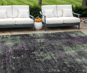 Homeroots 3' Charcoal Gray And Silver Abstract Washable Area Rug - Perfect For Indoor And Outdoor Spaces! 9' X 12' Polyester 587900