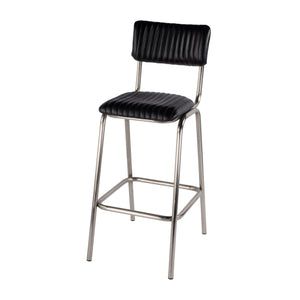 Butler Specialty Waylon Stylish Leather And Iron Bar Stool With Backrest And Footrest For Modern Home Bars Black,Silver Iron,Leather,Engineered Wood 5879034-butler