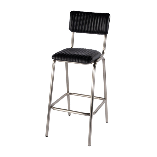 Butler Specialty Waylon Stylish Leather And Iron Bar Stool With Backrest And Footrest For Modern Home Bars Black,Silver Iron,Leather,Engineered Wood 5879034-butler