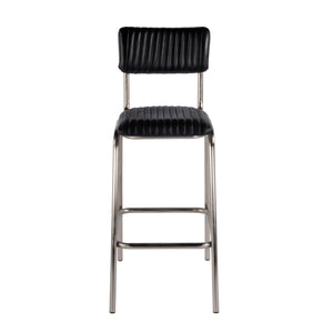 Butler Specialty Waylon Stylish Leather And Iron Bar Stool With Backrest And Footrest For Modern Home Bars Black,Silver Iron,Leather,Engineered Wood 5879034-butler