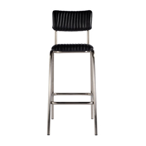 Butler Specialty Waylon Stylish Leather And Iron Bar Stool With Backrest And Footrest For Modern Home Bars Black,Silver Iron,Leather,Engineered Wood 5879034-butler