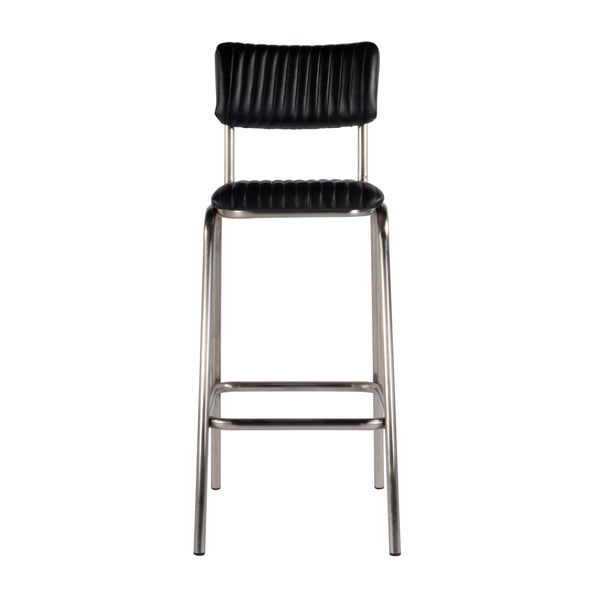 Butler Specialty Waylon Stylish Leather And Iron Bar Stool With Backrest And Footrest For Modern Home Bars Black,Silver Iron,Leather,Engineered Wood 5879034-butler
