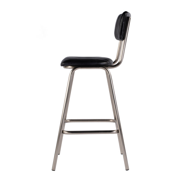 Butler Specialty Waylon Stylish Leather And Iron Bar Stool With Backrest And Footrest For Modern Home Bars Black,Silver Iron,Leather,Engineered Wood 5879034-butler