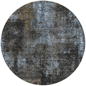Homeroots 3' Charcoal Gray And Silver Abstract Washable Area Rug - Perfect For Indoor And Outdoor Spaces! 8' Round Polyester 587904