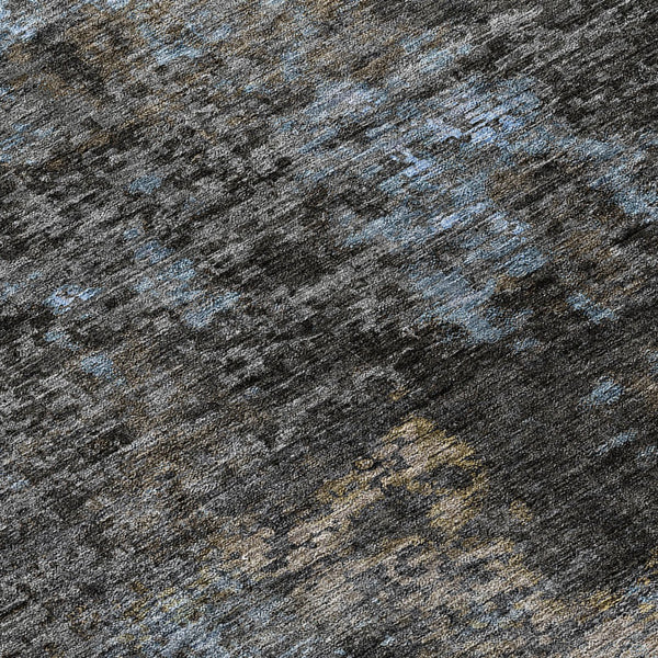 Homeroots 3' Charcoal Gray And Silver Abstract Washable Area Rug - Perfect For Indoor And Outdoor Spaces! 8' Round Polyester 587904