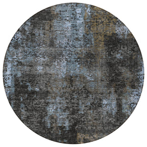 Homeroots 3' Charcoal Gray And Silver Abstract Washable Area Rug - Perfect For Indoor And Outdoor Spaces! 8' Round Polyester 587904