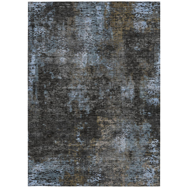 Homeroots 3' Charcoal Gray And Silver Abstract Washable Area Rug - Perfect For Indoor And Outdoor Spaces! 8' X 10' Polyester 587905