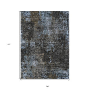 Homeroots 3' Charcoal Gray And Silver Abstract Washable Area Rug - Perfect For Indoor And Outdoor Spaces! 8' X 10' Polyester 587905