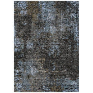 HomeRoots 5' Modern Abstract Graphite Charcoal and Silver Area Rug - Durable, Washable for Indoor & Outdoor Use 8' X 10' 587905