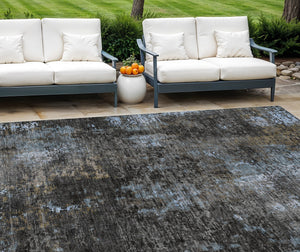 Homeroots 3' Charcoal Gray And Silver Abstract Washable Area Rug - Perfect For Indoor And Outdoor Spaces! 9' X 12' Polyester 587906