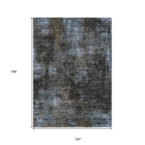 Homeroots 3' Charcoal Gray And Silver Abstract Washable Area Rug - Perfect For Indoor And Outdoor Spaces! 10' X 14' Polyester 587907