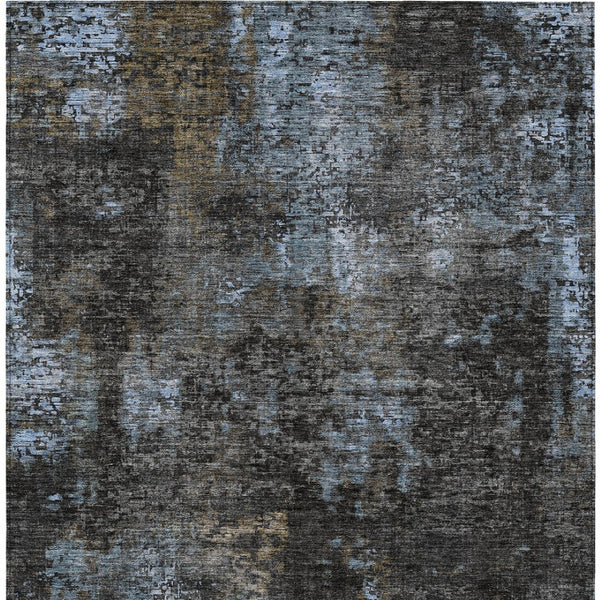 Homeroots 3' Charcoal Gray And Silver Abstract Washable Area Rug - Perfect For Indoor And Outdoor Spaces! 10' X 14' Polyester 587907