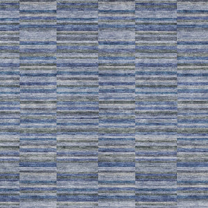 Homeroots 3' Stylish Navy And Denim Striped Washable Area Rug For Indoor And Outdoor Spaces, Durable Design 3' X 5' Polyester 587908
