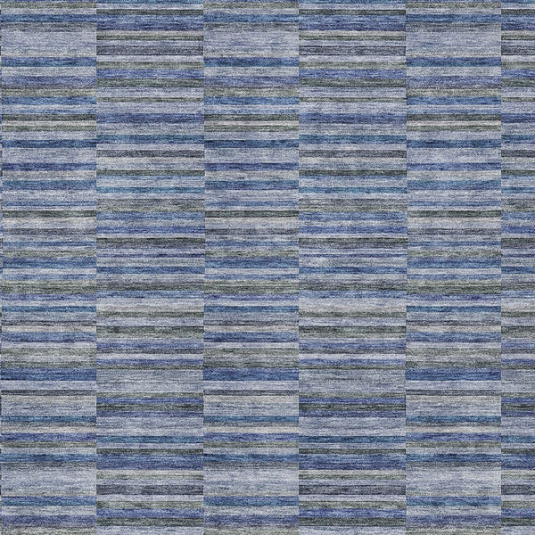 Homeroots 3' Stylish Navy And Denim Striped Washable Area Rug For Indoor And Outdoor Spaces, Durable Design 10' X 14' Polyester 587913