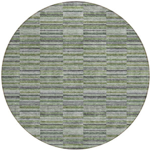 Homeroots 3' Stylish Navy And Denim Striped Washable Area Rug For Indoor And Outdoor Spaces, Durable Design 8' Round Polyester 587916