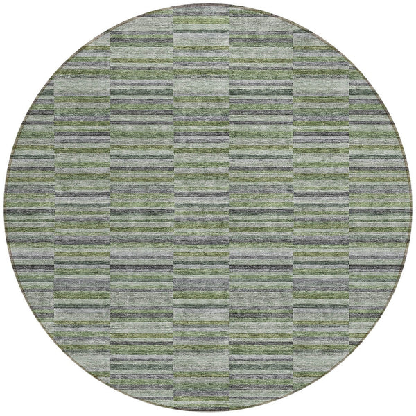 Homeroots 3' Stylish Navy And Denim Striped Washable Area Rug For Indoor And Outdoor Spaces, Durable Design 8' Round Polyester 587916