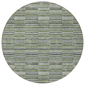 Homeroots 3' Stylish Navy And Denim Striped Washable Area Rug For Indoor And Outdoor Spaces, Durable Design 8' Round Polyester 587916