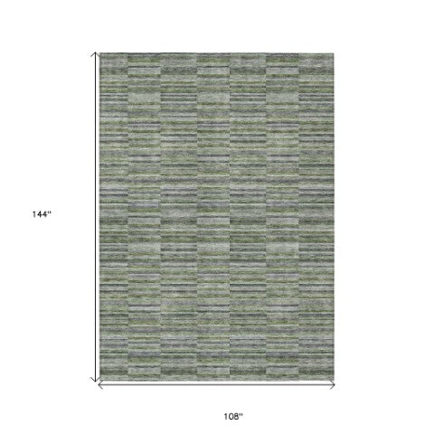 Homeroots 3' Stylish Navy And Denim Striped Washable Area Rug For Indoor And Outdoor Spaces, Durable Design 9' X 12' Polyester 587918