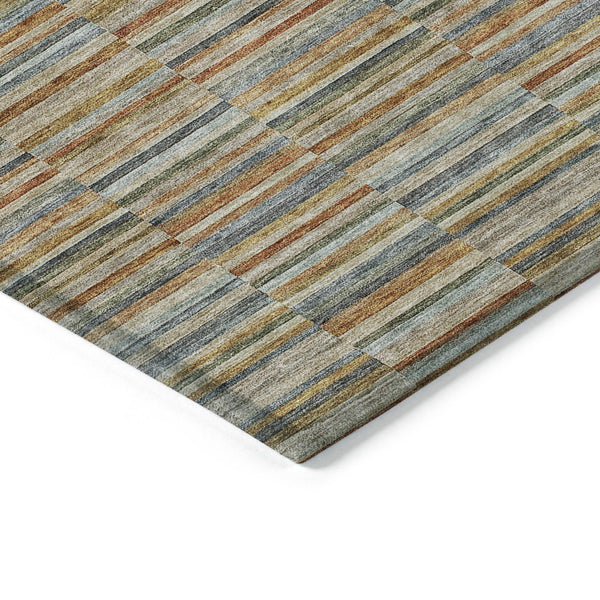 Homeroots 3' Stylish Navy And Denim Striped Washable Area Rug For Indoor And Outdoor Spaces, Durable Design 3' X 5' Polyester 587920