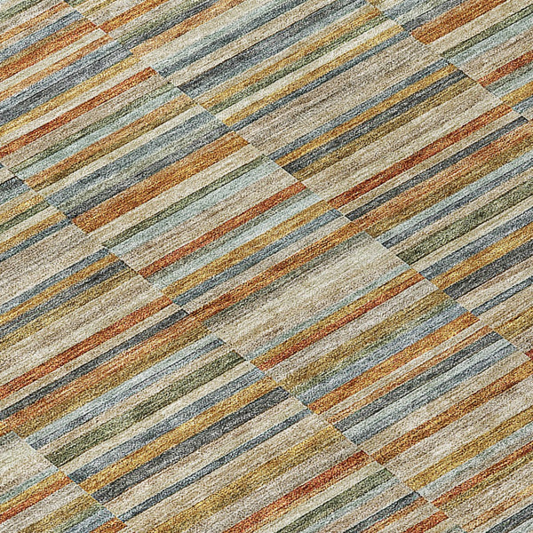 Homeroots 3' Stylish Navy And Denim Striped Washable Area Rug For Indoor And Outdoor Spaces, Durable Design 3' X 5' Polyester 587920