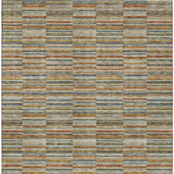 Homeroots 3' Stylish Navy And Denim Striped Washable Area Rug For Indoor And Outdoor Spaces, Durable Design 5' X 8' Polyester 587921