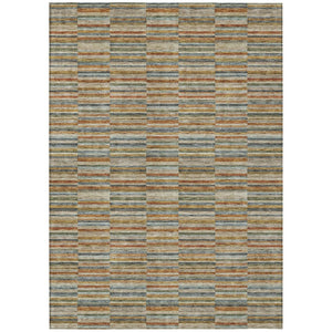 HomeRoots 5' Vibrant Orange Copper and Gray Striped Washable Indoor Outdoor Area Rug for Versatile Spaces 5' X 8' 587921