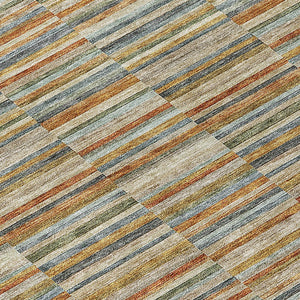 Homeroots 3' Stylish Navy And Denim Striped Washable Area Rug For Indoor And Outdoor Spaces, Durable Design 8' Round Polyester 587922