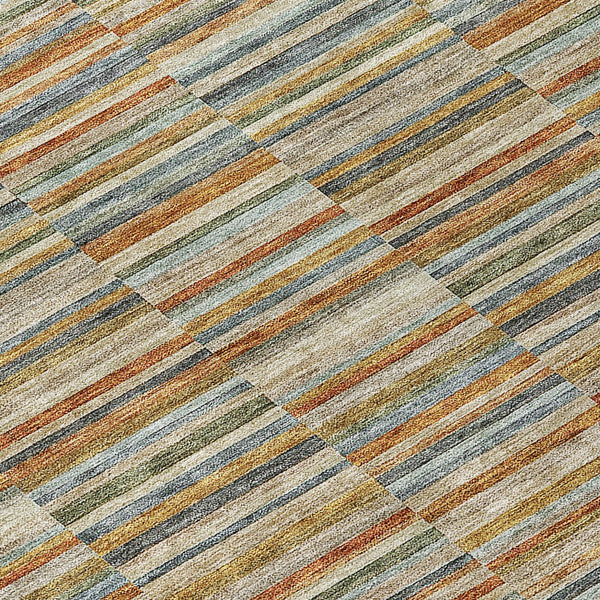 Homeroots 3' Stylish Navy And Denim Striped Washable Area Rug For Indoor And Outdoor Spaces, Durable Design 8' Round Polyester 587922