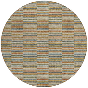 Homeroots 3' Stylish Navy And Denim Striped Washable Area Rug For Indoor And Outdoor Spaces, Durable Design 8' Round Polyester 587922