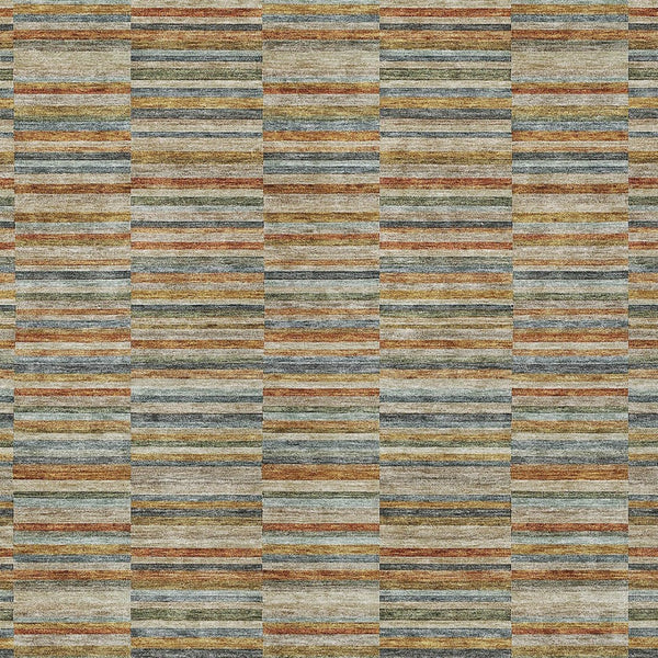 Homeroots 3' Stylish Navy And Denim Striped Washable Area Rug For Indoor And Outdoor Spaces, Durable Design 8' X 10' Polyester 587923