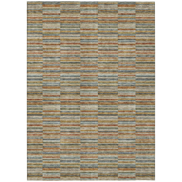 HomeRoots 5' Vibrant Orange Copper and Gray Striped Washable Indoor Outdoor Area Rug for Versatile Spaces 10' X 14' 587925