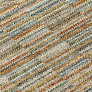 Homeroots 3' Stylish Navy And Denim Striped Washable Area Rug For Indoor And Outdoor Spaces, Durable Design 10' X 14' Polyester 587925