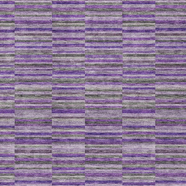 Homeroots 3' Stylish Navy And Denim Striped Washable Area Rug For Indoor And Outdoor Spaces, Durable Design 5' X 8' Polyester 587927