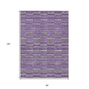 Homeroots 3' Stylish Navy And Denim Striped Washable Area Rug For Indoor And Outdoor Spaces, Durable Design 8' X 10' Polyester 587929