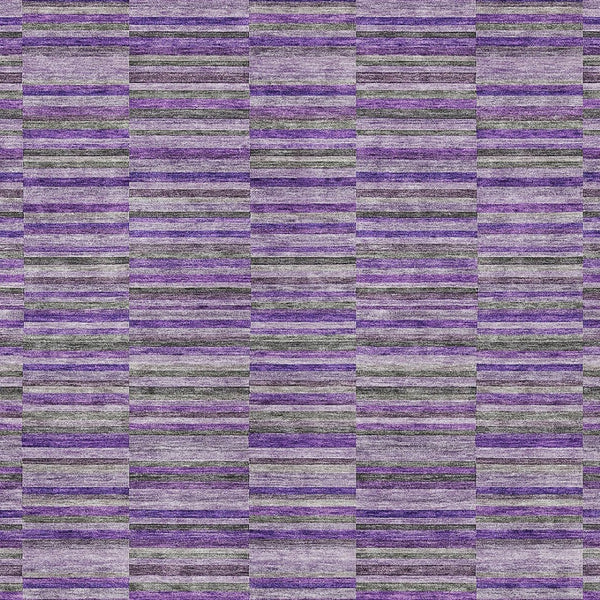 Homeroots 3' Stylish Navy And Denim Striped Washable Area Rug For Indoor And Outdoor Spaces, Durable Design 8' X 10' Polyester 587929