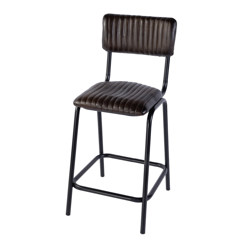 Butler Specialty Company Waylon Leather Bar Stool - Stylish Black & Brown, Modern Industrial Design Black,Brown Iron,Leather,Engineered Wood 5879344-butler