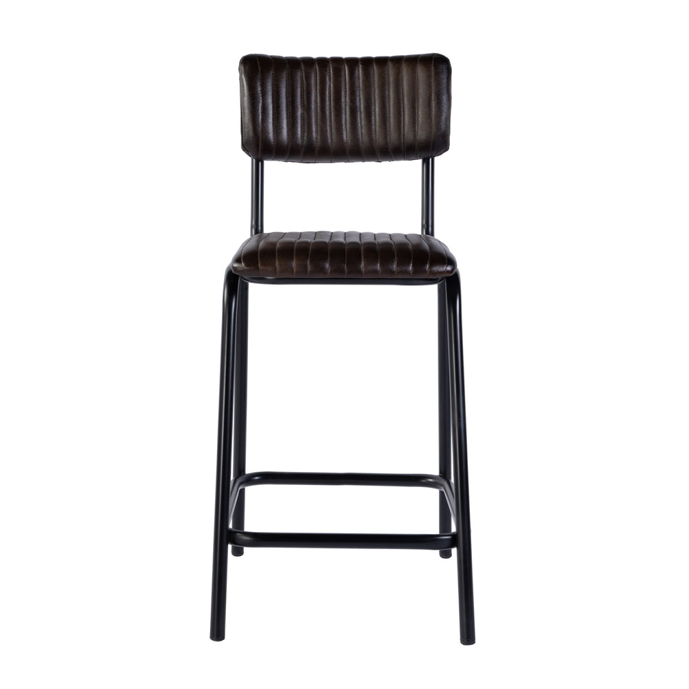 Butler Specialty Company Waylon Leather Bar Stool - Stylish Black & Brown, Modern Industrial Design Black,Brown Iron,Leather,Engineered Wood 5879344-butler