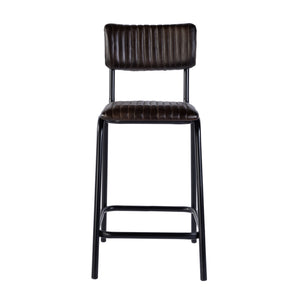 Butler Specialty Company Waylon Leather Bar Stool - Stylish Black & Brown, Modern Industrial Design Black,Brown Iron,Leather,Engineered Wood 5879344-butler