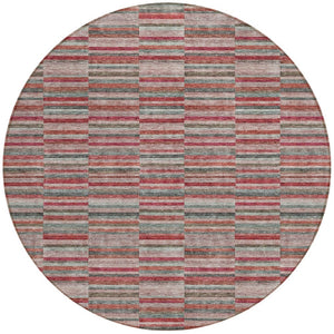 Homeroots 3' Stylish Navy And Denim Striped Washable Area Rug For Indoor And Outdoor Spaces, Durable Design 8' Round Polyester 587934